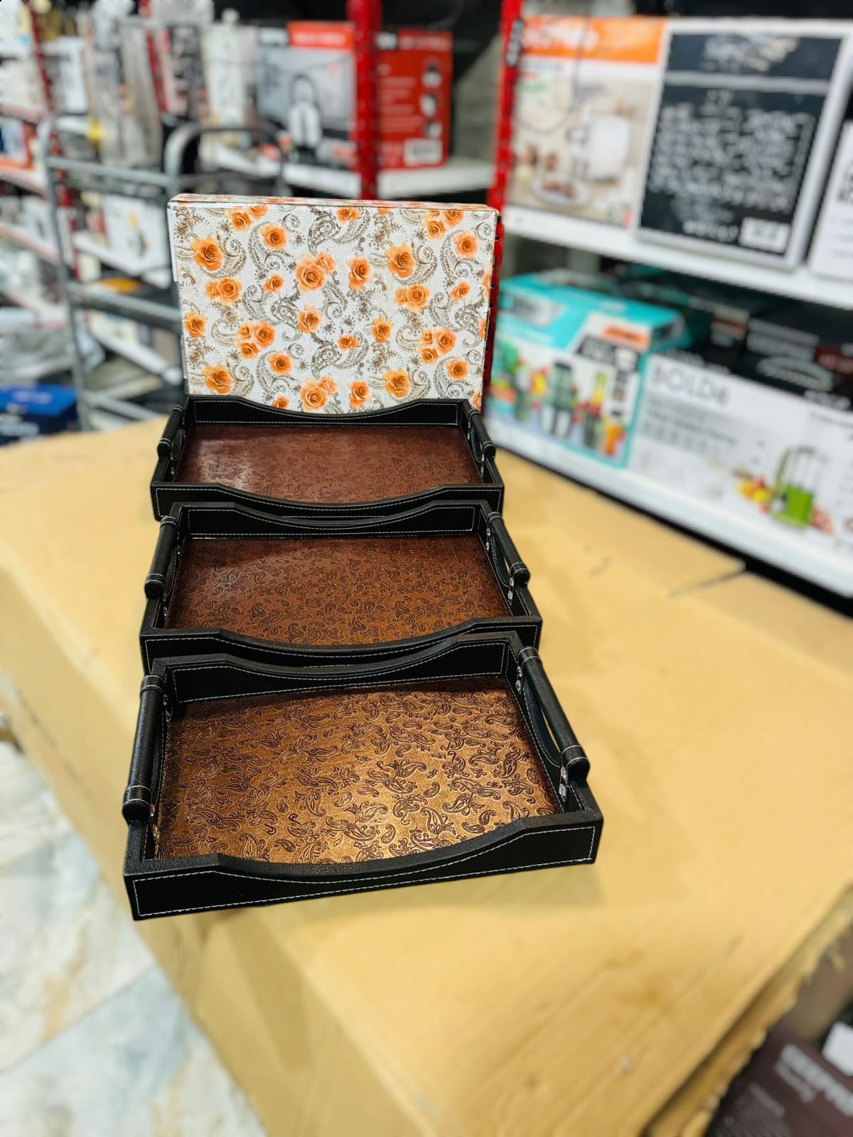 3Pcs Leather Tray Set